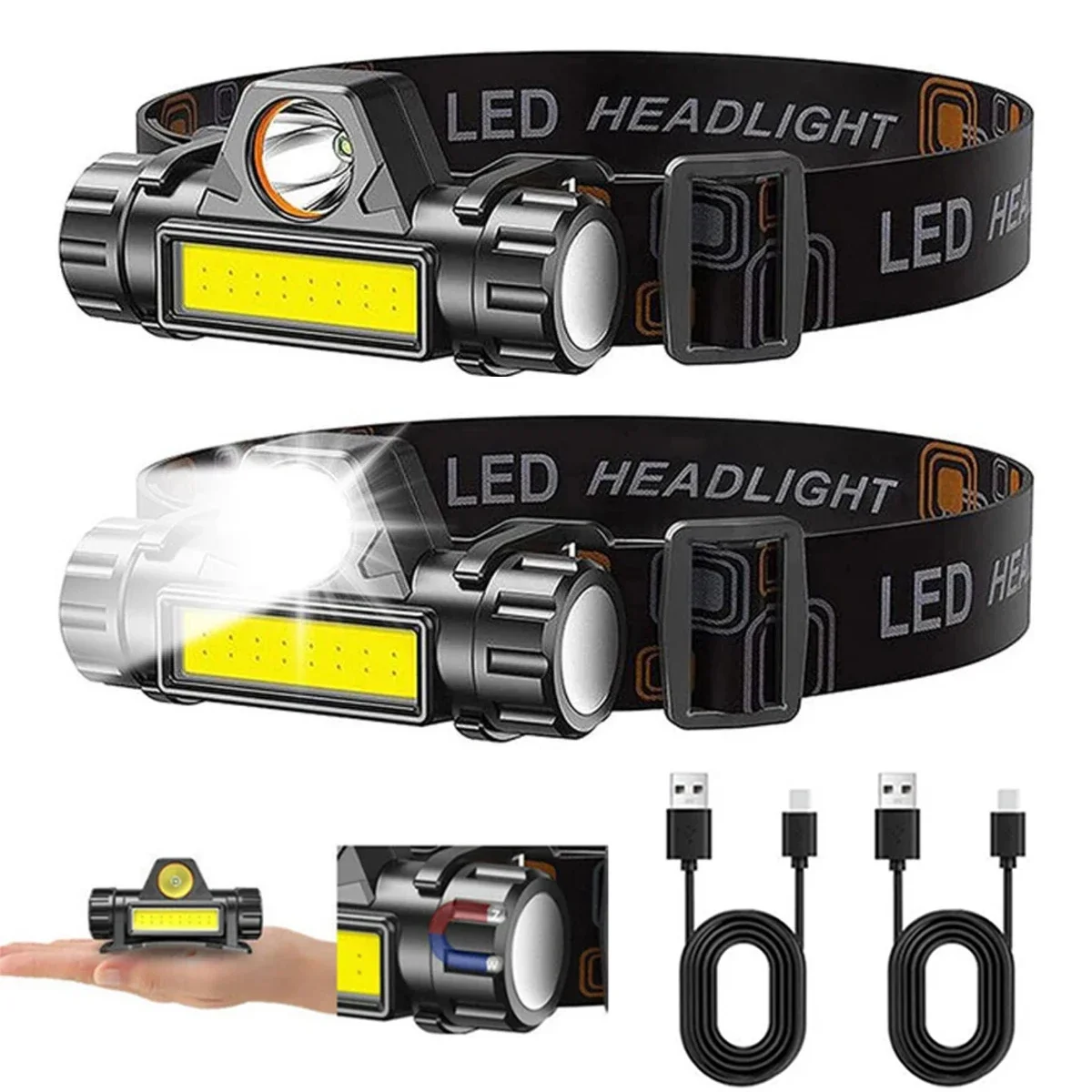 1-3PCS Rechargeable COB LED He - Headlamp Waterproof Rechargeable review and price