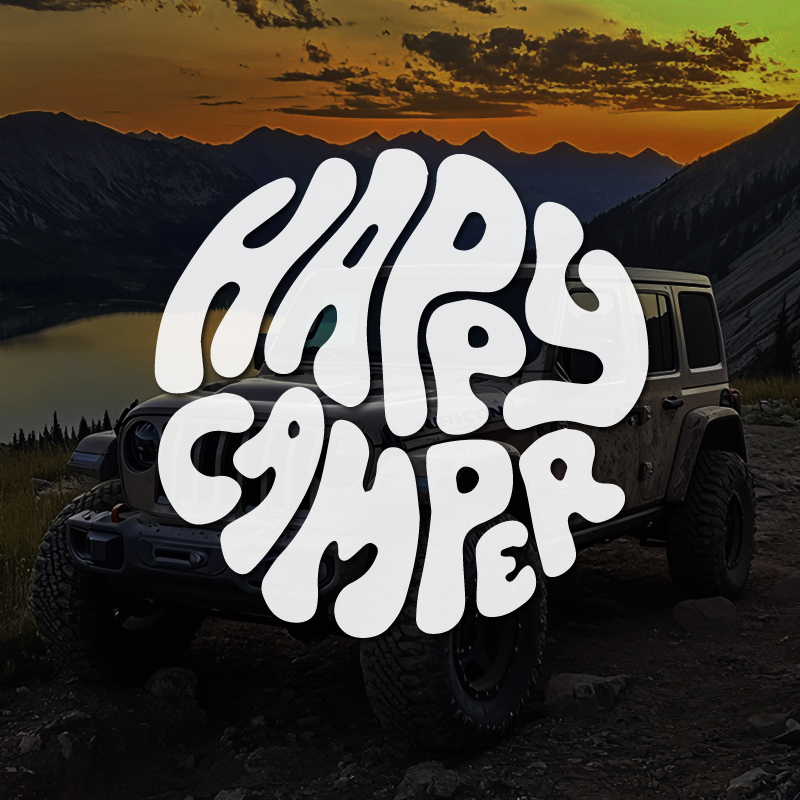 Happy Camper Boho Vinyl Sticke - Outdoor Adventure Rv review and price