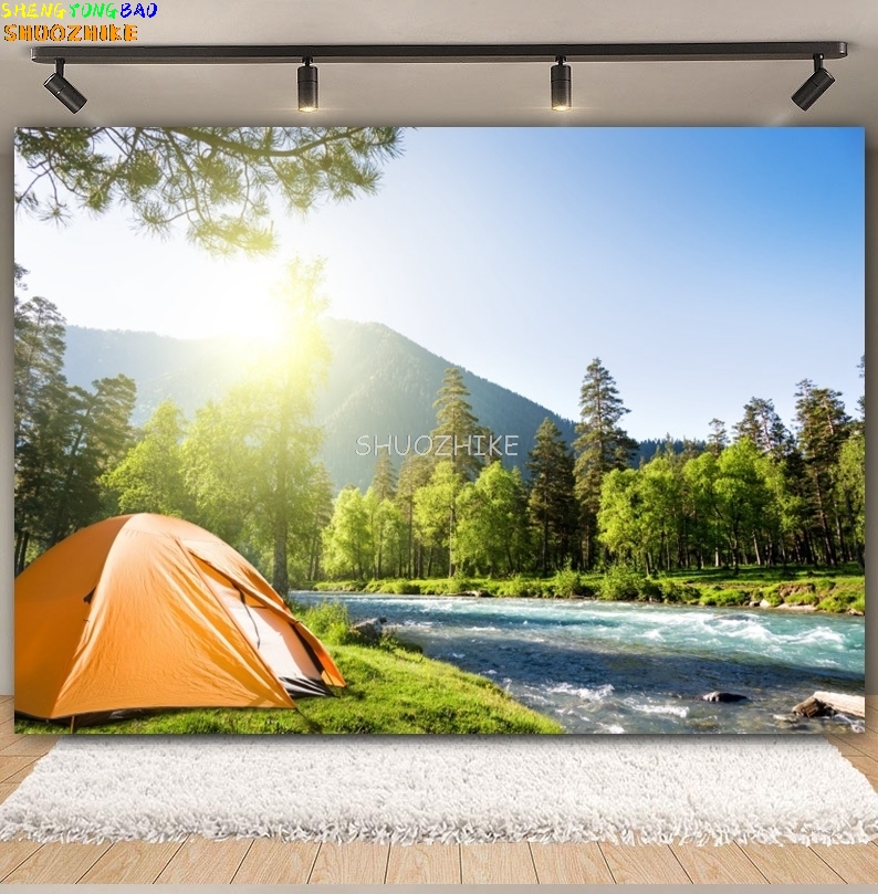 Outdoor Forest Camping Backdro - Outdoor Adventure Background review and price